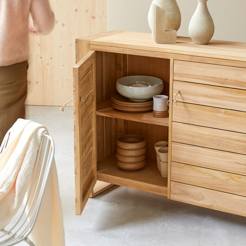 Tikamoon Buffet van massief teakhout 170 cm - Naturel - vtwonen shop