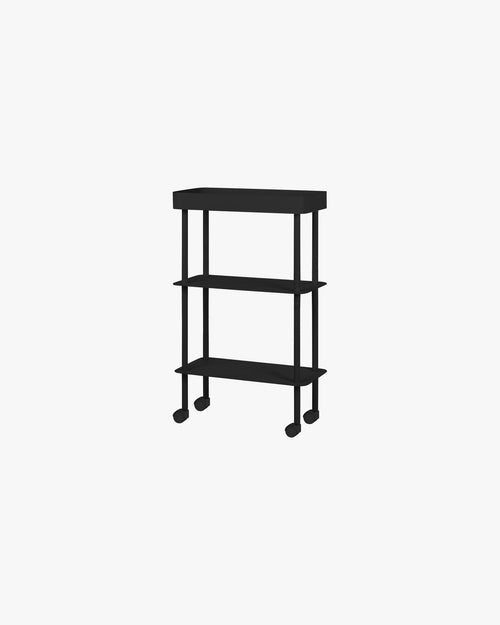 noo.ma Nolle Console 3-tier - compacte metalen sidetable, Vulcano Black