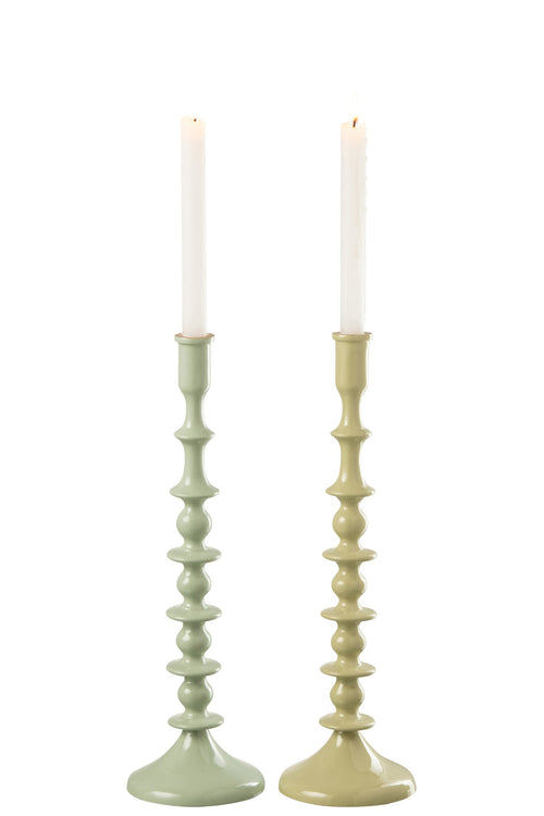 J-Line kandelaar - aluminium - groen - 2 stuks