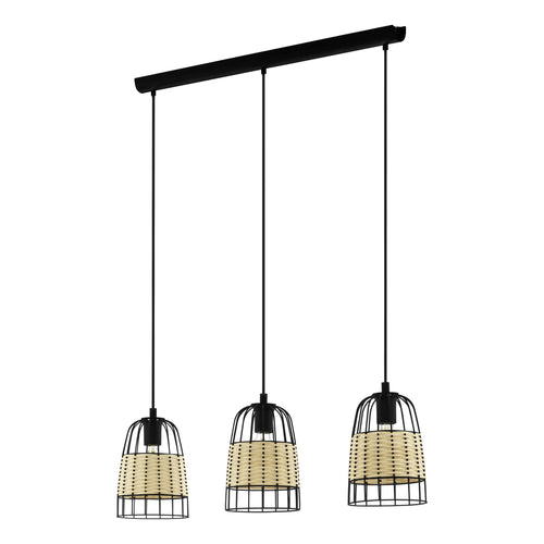 EGLO hanglamp Anwick - e27 - 88 cm - zwart/rotan - vtwonen shop