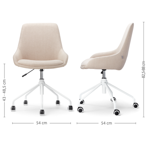 Nolon Nout-Isa Bureaustoel Beige - Stof - Wit Onderstel