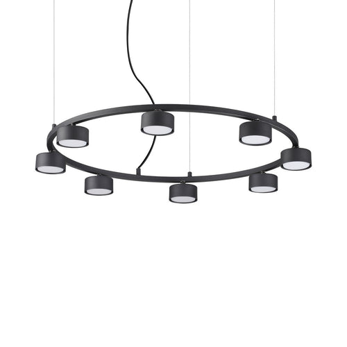 Ideal Lux MINOR - Indoor 8 Light Circular Plafond Hanglamp 8 Lights Zwart