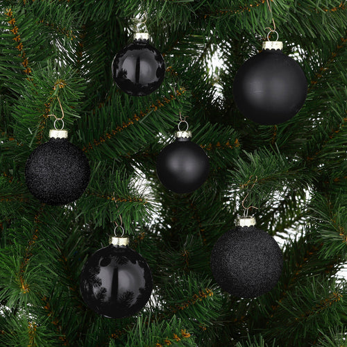 Mica Decorations Kerstballen Set - 42 Stuks - Ø7 cm - Glas - Zwart