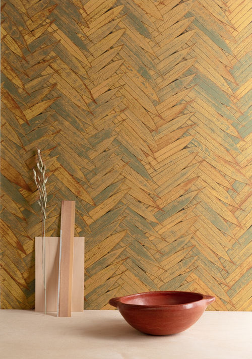 Masureel behang visgraat-motief groen - 53 cm x 10.05 m - 631985 - vtwonen shop