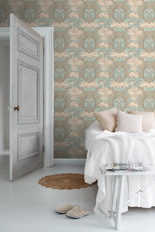 Borastapeter behang bloemen lichtblauw en warm beige - 53 cm x 10.05 m - 660076 - vtwonen shop