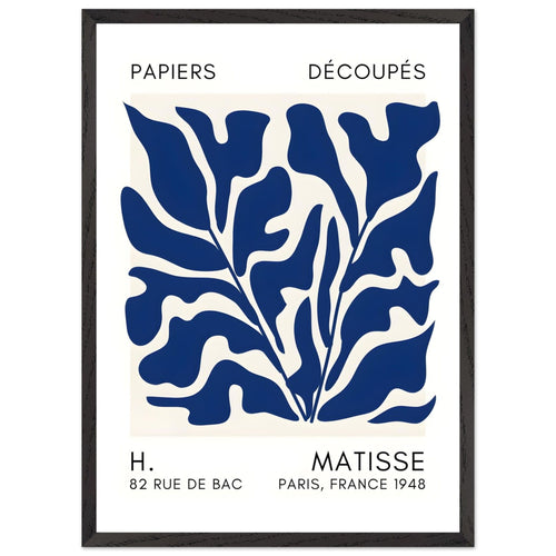 Artfulprints Poster met Lijst Matisse – Seabed shapes navy blue II   - 50x70 cm - Blauw