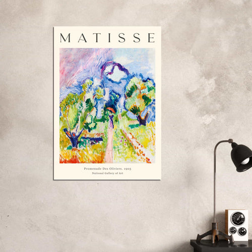 Artfulprints Poster met Lijst Matisse - Promenade des oliviers 1905   - 50x70 cm - Meerkleurig