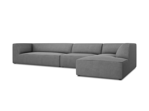Micadoni rechter hoekbank Ruby 5-zits, structurele stof, grijs - 180x366x69cm