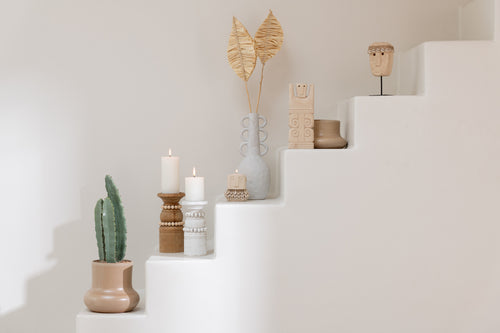 J-Line decoratie Standbeeld Marie - steen - naturel - 2 stuks