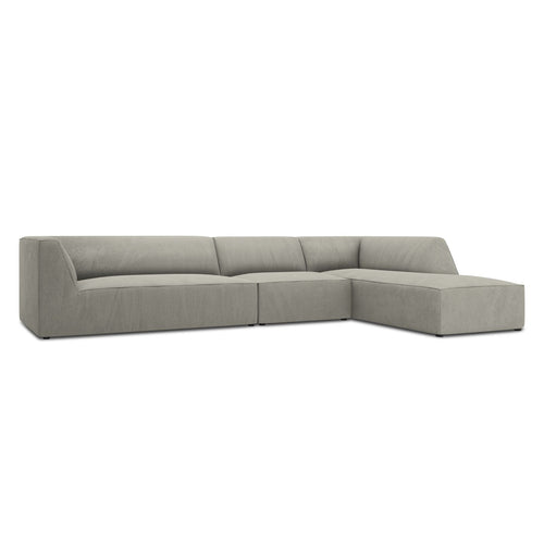 Cosmopolitan Design - Modulaire hoekbank rechts Siena 5-zits, ribfluwelen lichtgrijs - 180x366x69cm