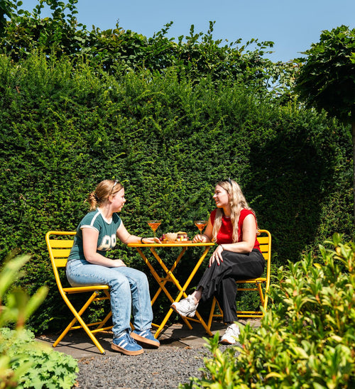 MaximaVida inklapbare metalen ronde tuintafel Max 70 cm okergeel - vtwonen shop