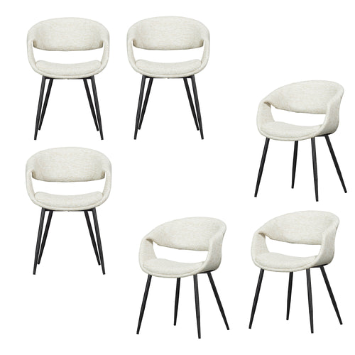 WOOOD eetkamerstoelen Yossi Metalen Zwarte Poot - Naturel - Set van 6 - vtwonen shop