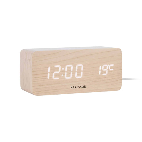 Karlsson wekker Block - bruin - 7.4x15x7.1cm - Vaderdag - Vaderdagcadeau - Vaderdag cadeautje voor hem