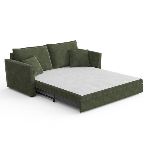 Sia Home - Rechte bank LUXO - Zacht aanvoelende geweven stof - Kaki groen - 180cm