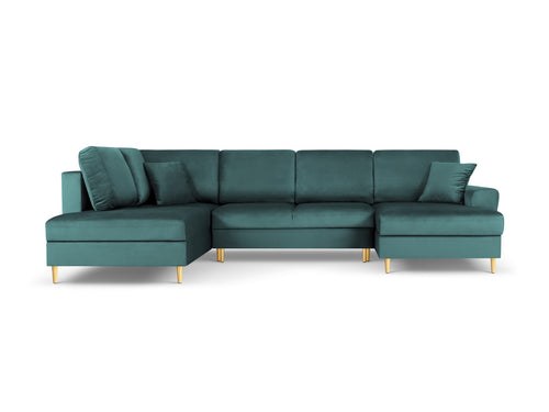 Cosmopolitan Design Links panoramische slaapbank met opbergdoos Kyoto 7-zits, flueel, olie - 194x313x88cm