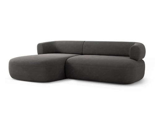 Micadoni linker hoekbank Jenny 5-zits, flueel donkergrijs - 145x225x73cm