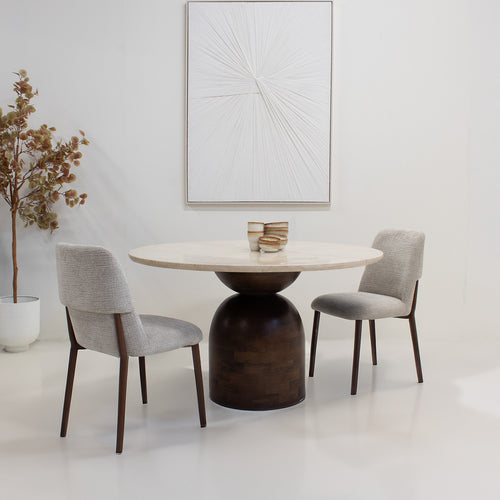 DÉJA Living Eettafel Miro Rond - Marmer/Hout - Donkerbruin - 130x130x75cm - vtwonen shop