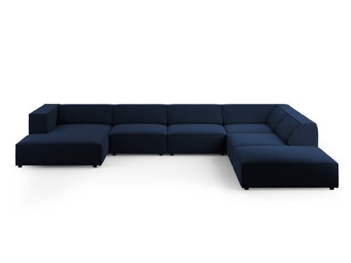 Cosmopolitan Design Panoramische hoekbank rechts Arendal 7-zits, flueel, koningsblauw - 262x364x70cm