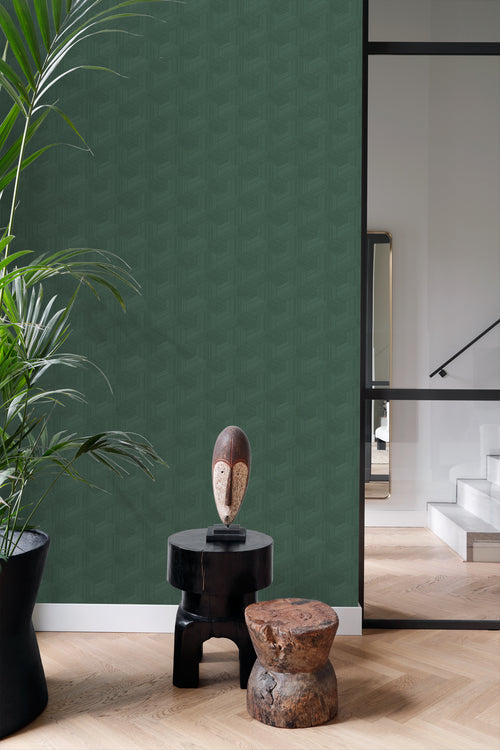 Origin Wallcoverings behang grafisch 3D motief donkergroen - 50 x 900 cm - 347997 - vtwonen shop