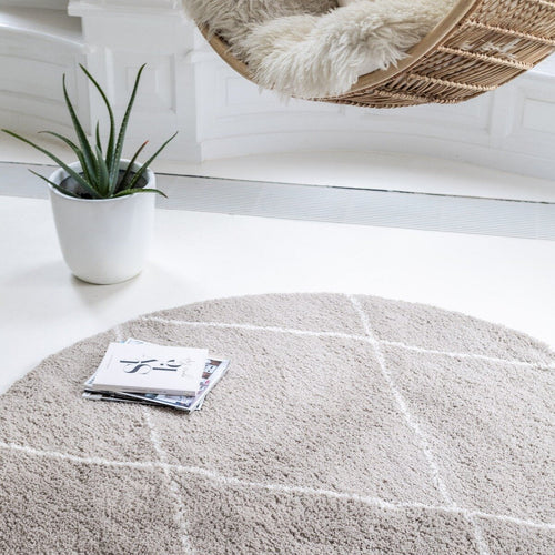 Interieur05 Berber Rond vloerkleed hoogpolig Grijs/Beige/Zand/Cream - scandinavisch - nea - 240 x 240 cm - vtwonen shop