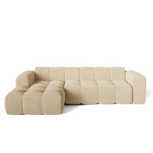 Premium Interiors - Linkerhoekbank BLOOM - bouclette beige 290cm