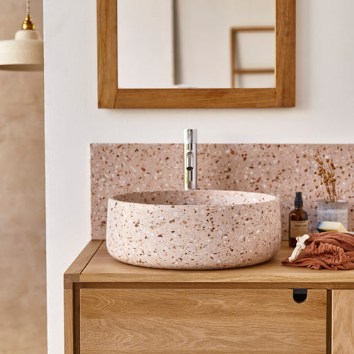 Tikamoon Ronde waskom van roze premium terrazzo ∅ 40 cm - Roze