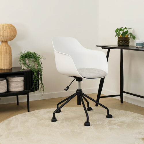 Nolon Nout-Liz Bureaustoel Wit - Beige Kussen - Zwart Onderstel - vtwonen shop