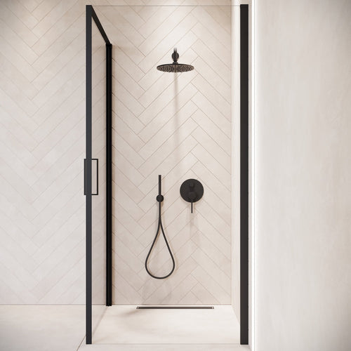 Badplaats Douchecabine Alava 90 x 90 x 190cm – Zwart – Douchewand met Draaideur