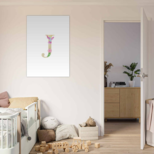 Artfulprints Poster Letter J kindernaam   - 50x70 cm - Meerkleurig