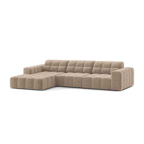 Cosmopolitan Design - Linker hoekbank Chicago 4-zits, flueel beige - 167x294x78cm
