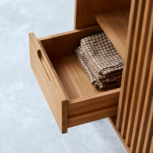 Tikamoon Dressoir van massief teakhout en premium terrazzo 80 cm - Naturel