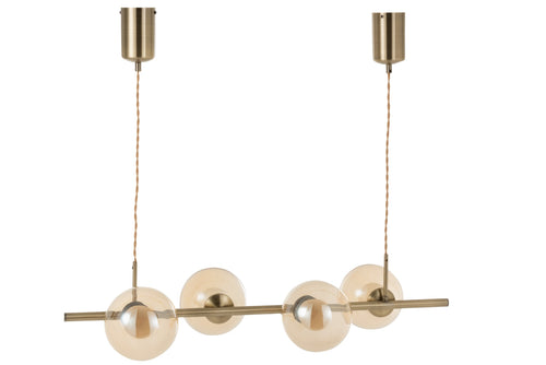 J-Line hanglamp Yuks 4 Lampen - staal - goud