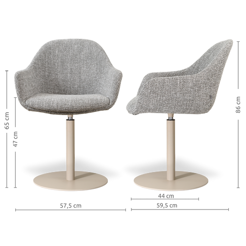 Nolon Niva-Mae tulp eetkamerstoel grijs blend - beige onderstel