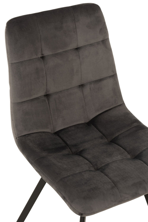 J-Line stoel Morgan - textiel/metaal - grijs - 2 stuks