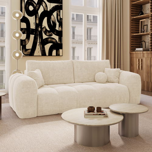 Premium Interiors - Slaapbank met opbergruimte SKY - kruisbinding crème 260cm