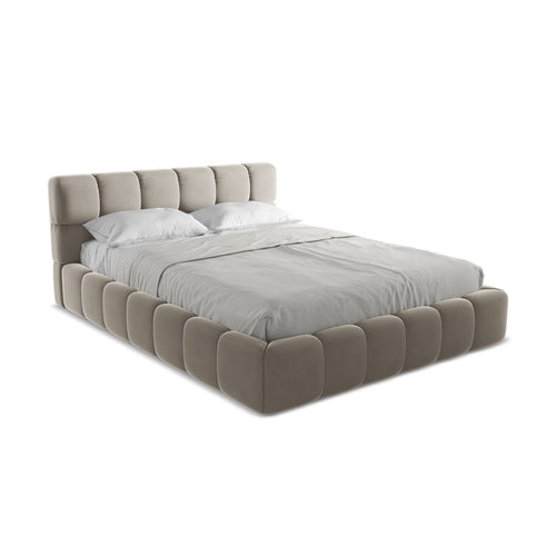 LaMiaSofa Bed met opbergruimte Roma - velours - taupe - 180x228x82