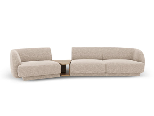 Micadoni linker modulaire bank Miley 3-zits, structurele stof beige - 126x303x70cm