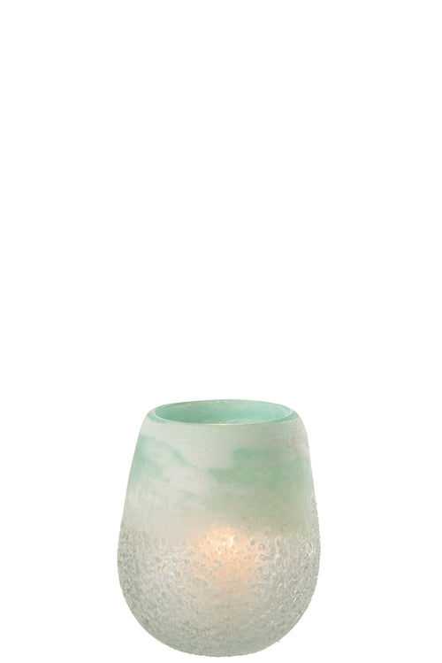 J-Line windlicht Scavo - glas - aqua - small