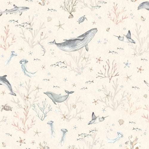 ESTAhome behang onderwaterwereld lichtbeige en vergrijsd blauw - 50 x 900 cm - 131260 - vtwonen shop