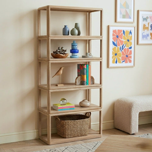 Giga Meubel Boekenkast Noëlle - Mangohout - Naturel - 80x40x200cm