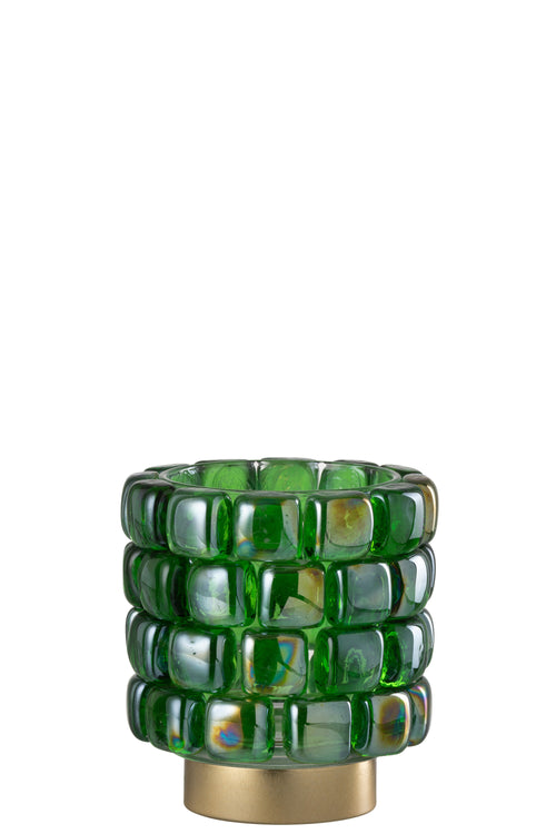 J-Line theelichthouder Vierkant mozaiek - glas - groen - small