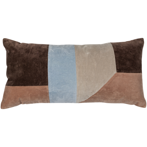 WOOOD kussens Laon - Velvet stof - Naturel/Blauw - Set Van 3 - vtwonen shop