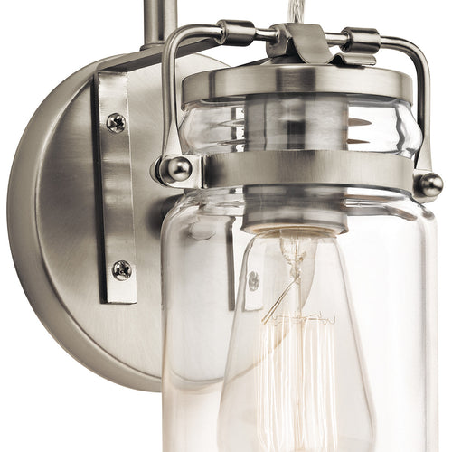 Elstead Brinley - 1 lichte wandlamp geborsteld nikkel, E27