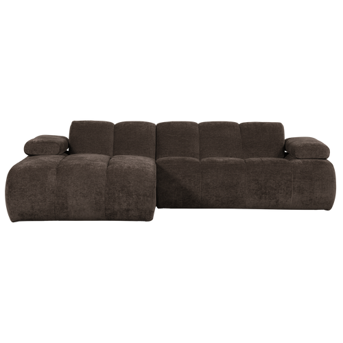 WOOOD chaise longue bank links Mojo - Geweven Ribstof - Bruin - 74x284x160