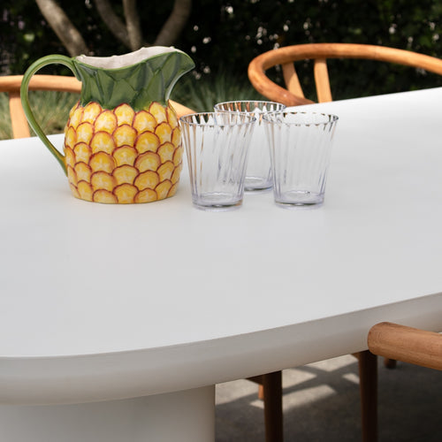 Giga Meubel Tuintafel Maya - Deens Ovaal - Wit Betonlook - 200x100x75cm