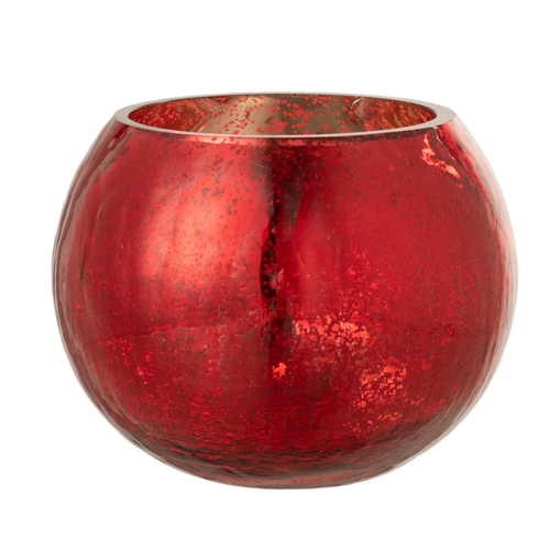 J-Line windlicht Bol Parel Effect - kaarshouder - glas - rood - medium - 2 stuks - vtwonen shop