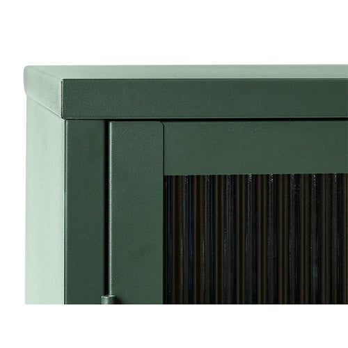 Olivine Katja Metalen Vitrinekast met Ribglas - B 111 cm - Groen - vtwonen shop