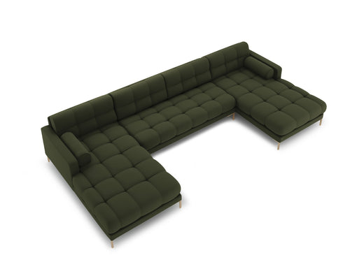 Cosmopolitan Design Panoramische bank Bali 7-zits, structurele stof, groente - 185x383x75cm
