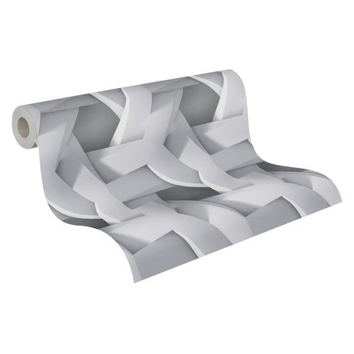 Livingwalls behang 3D-motief grijs - 53 cm x 10.05 m - AS-387212