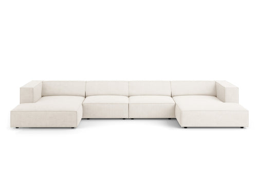 Cosmopolitan Design Panoramische bank Arendal 6-zits, chenille met ribbeleffect, ivoor - 166x364x70cm